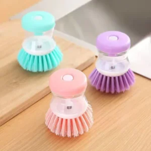Mini Liquid Dish Soap Brush – Oil-Resistant Scrubber with Built-in Dispenser | Kitchen Cleaning Tool