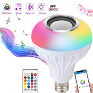 Smart LED Light Bulb with Built-in Bluetooth Speaker + Remote | RGB Color Changing Wireless Music Bulb for Home & Parties