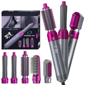 5-in-1 Electric Hair Dryer Brush Kit – Blow Dryer, Curling Wand, Straightener & Volumizer | Detachable Ionic Brush Set